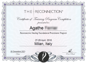 Agathe - certificat de praticienne en reconnection par Eric Pearl